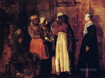Winslow Homer Painting - A Visit from the Old Mistress Realism painter Winslow Homer